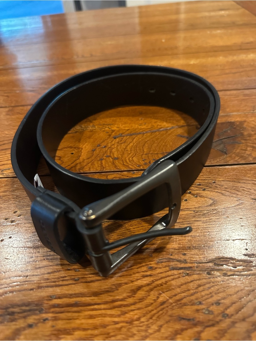 Carhartt Black Genuine Leather Belt Size 36 Gunmetal Buckle EUC